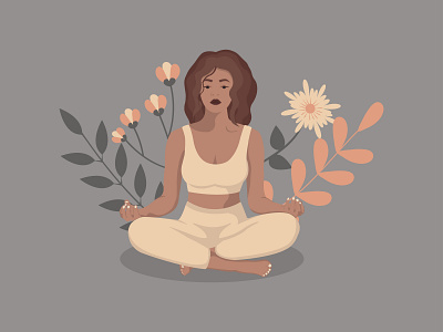 Illustration with girl in lotus position