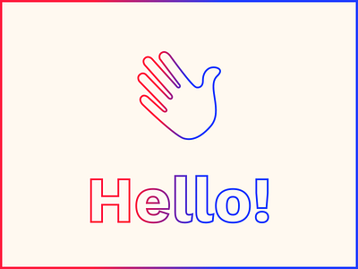 Hello! debut first shot gradient hand hello outline sketch work sans