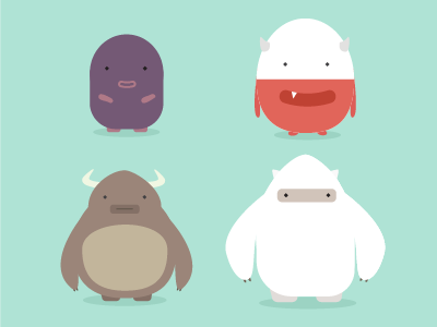 Little Monsters characters creatures flat illustration monsters