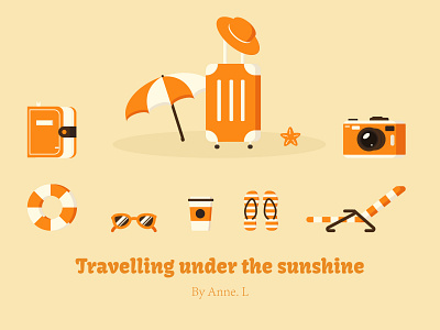 Do You miss summer? art atmosphere coffeemug design flat hat icon illustration logo luggage minimal mug orange shoe sunglasses vector warmcolors yellow
