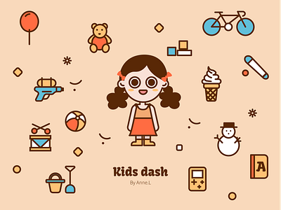 Kids dash art balloon bicycle chirldren design flat fun icon icons illustration kid kid icons kids kids fun minimal toy toys vector
