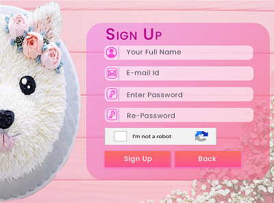 sign up page for a cake shop ui