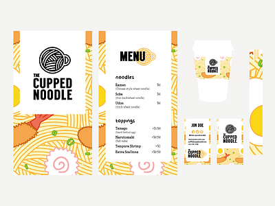 The Cupped Noodle branding chopsticks cup food logo menu noodle packaging soup takeaway to go