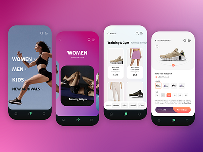 E-commerce App - Mobile App app design app ui design dark e commerce e store ecommerce app online shop purple shoe store shopify app
