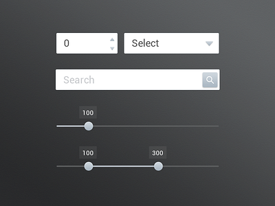 Ui Elements bar button control dark interface kit numericupdown search slider switch ui web