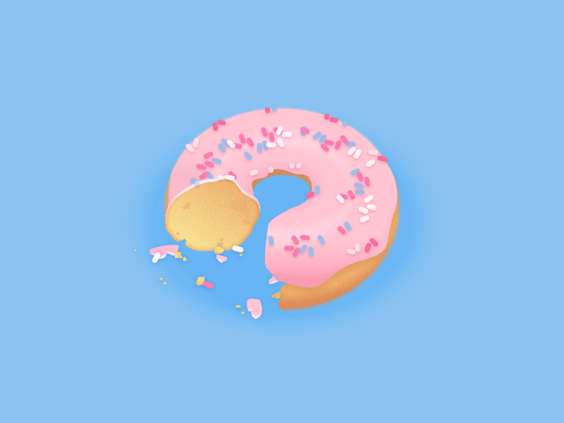 Already bitten! illustration food sweet sprinkles crumbs bits bite donut