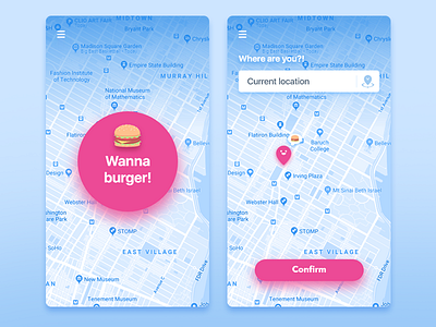 Wanna Burger! App app burger button concept design food interface map mobile ui