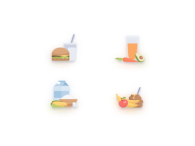 Food Preferences burger carrot diet drink food gluten free icons illustration lactose milk vegeterian
