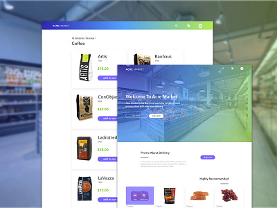 acre market blue fresh gradient green grid market web web design