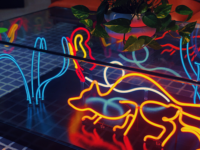 3D Neon Diorama biology diorama fish fox furniture neon neon light neon sign plants science water