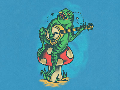 Classy Frog acid banjo frog illustration mushroom music tattoo toad trippy