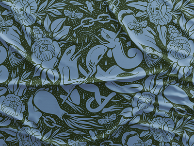Frog Pattern bandana eye fire flowers frogs pattern snake tattoo textile textile print