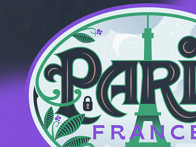 Paris badge eiffel tower foliage france leaves lock paris paris typeface