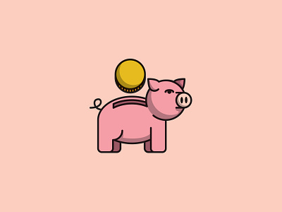 Swine and Dine coin money pig pink shading vector vin conti