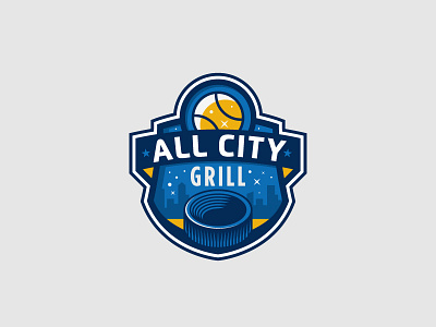 All City Grill ball bar baseball branding city grill logo restaurant shield sports stadium