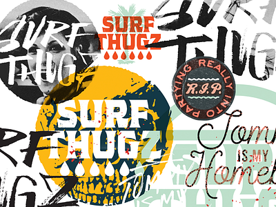 Surf Thugz band cali hand drawn merch rock and roll surf texture
