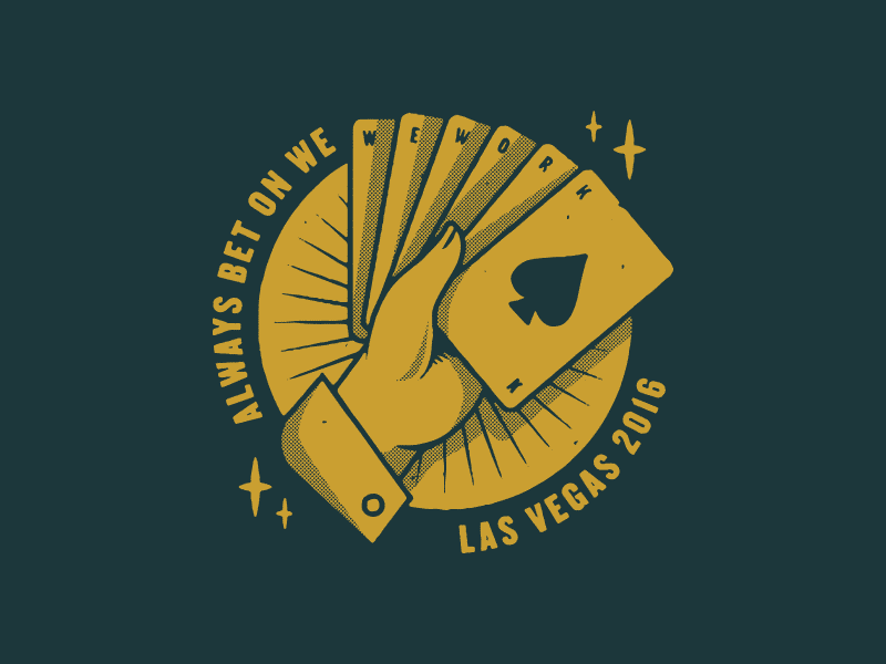 Las Vegas black jack cards coins hand las vegas typography vintage wework