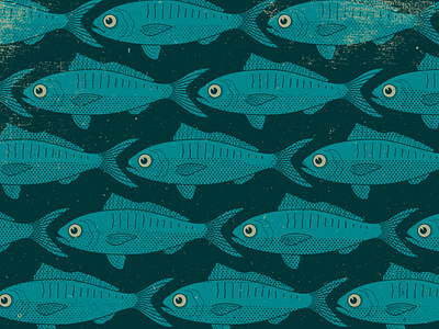 Fishies blue fin fish halftone ocean pattern texture under water water