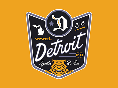 Detroit Tiger 313 badge blackletter claws detroit michigan motor motor city rise teeth tiger together