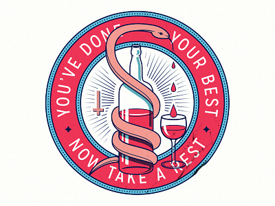 T A K E - A - R E S T bottle illustration poison rest snake sticker wine