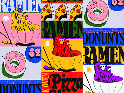 NYC Food donut fonts illustration pizza pizzeria ramen type