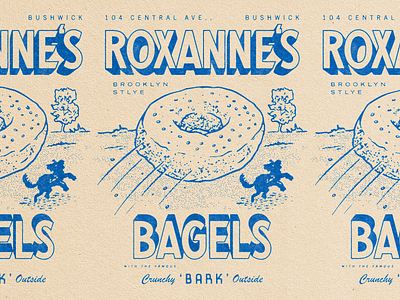 Roxanne's Deli bagel bushwick deli dog halftone illustration lettering new york puppy