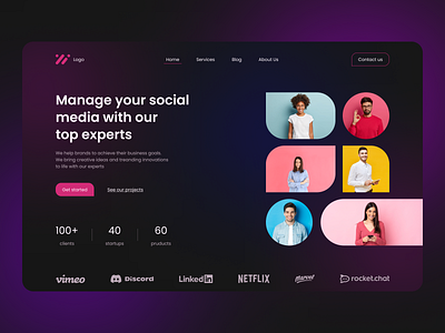 Marketing agency | Landing page design figma first screen hero section landing page marketing marketing agency social social media ui web design