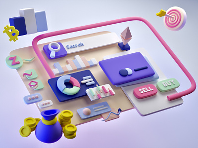 3D UI illustration