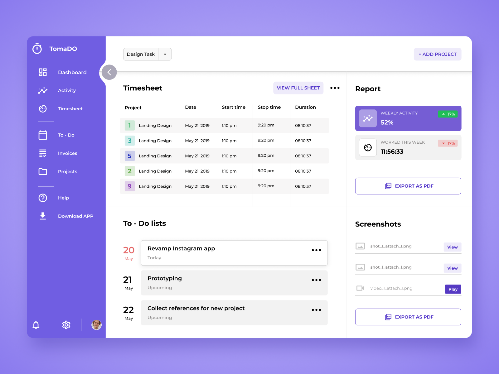 TomaDo time-management tool by Obvious Studio on Dribbble