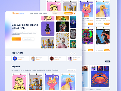 Utoria NFT marketplace colourful crypto gift landing page marketplace nft tokens ui ux website