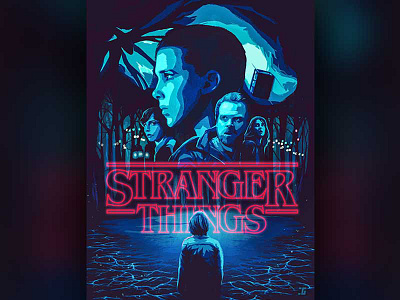 Stranger Things Poster art blue design film illustration movie photoshop poster scifi strangerthings