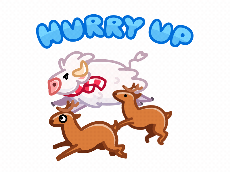 🐮🦌🦌 animation sticker animationsticker bull character charater animation christmas deer gif hurry hurry up hurryup run santa moo scarf sticker telegram