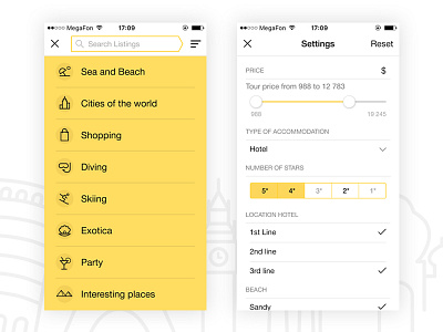 Yandex.Travel (setting screens) app design icons illustration interface ios mobile onboarding ui ux yandex travel