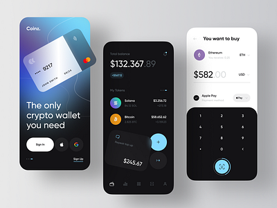 Coinz – Crypto Wallet Mobile App app application assistant bitcoin blockchain coin crypto defi ethereum finance fintech mobile solana token wallet