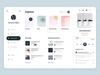 Audio Books Dashboard Concept audiobooks books dashboard indonesia ui design uiux ux design webdesign webiste design