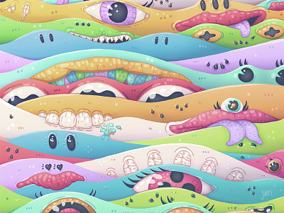 Psycake character colorful crazy cute digital art illustration monster print psychedelic