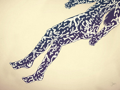 Bonebreathing Down bones digital art drawing floating girl illustration nude shadow skeleton surreal woman