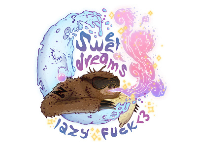 Lazy Fuck animal comics drawing dreams fresh fun illustration instagram sleep sloth tired typography