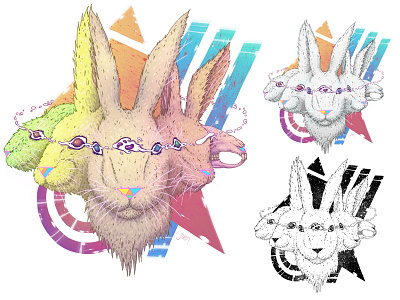 Always Late alice in wonderland arty bunny character design colorful drawing illustration psychedelic rabbit surreal