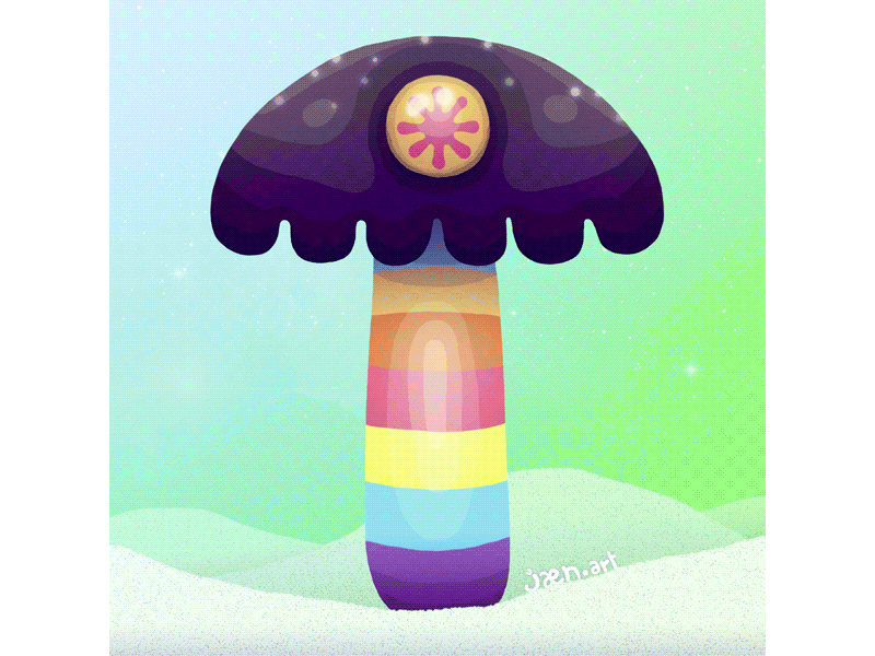 ShroomGroove animation character design colorful gif motion graphics multicolor mushroom rainbow surreal
