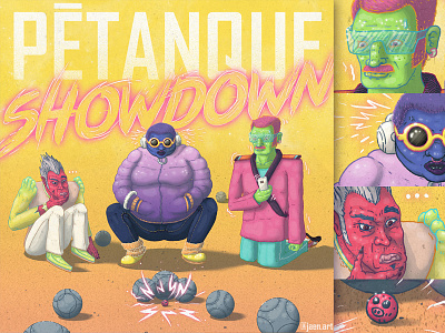 Pétanque SHOWDOWN character design colorful french funky illustration pétanque quirky sport summer