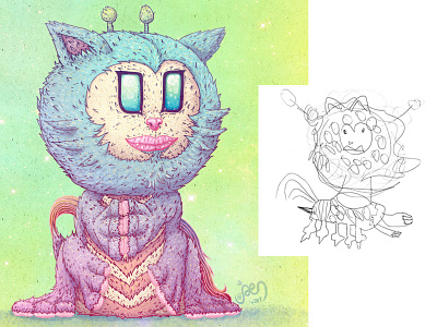 Mr. Fuzzball cat character design childbook fuzzball illustration monster monster project