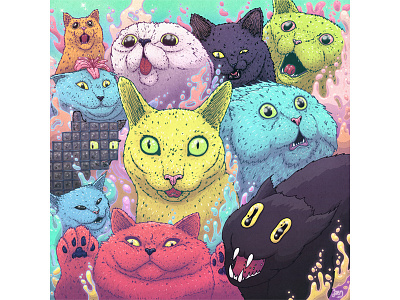 Katuneko cat cats illustration kitten kitty meow stupid
