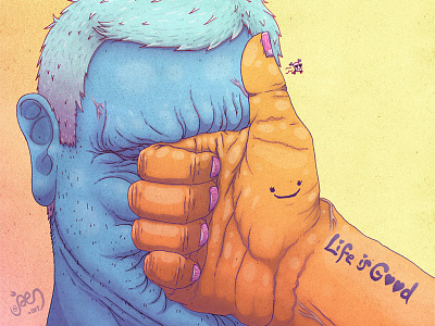 Life's good-ish colorful depression happiness illustration irony luck lucky sadness shit surreal