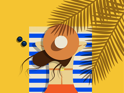 Girl on the beach app branding design icon illustration logo typography ui ux vector