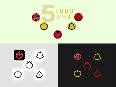 5 food line icons app branding design icon illustration logo typography ui ux vector