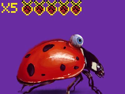 CriptoInsekt #3 LadyBug animal animation art artwork conceptart design eyeball illustration insect ladybug nft nftart nfts