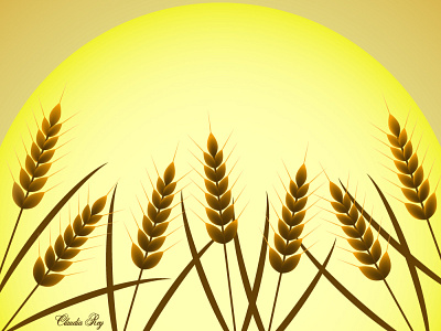 Sunrise over wheat field illustration nature scenery sky sun sunrise ukraine vector wheat