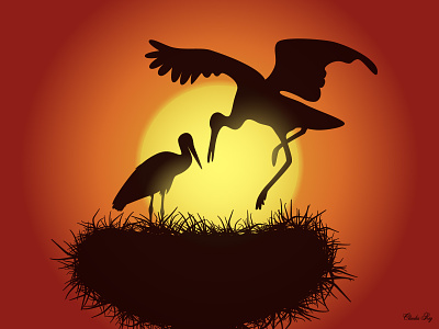 Love&Hope bird birds hope illustration love nature nest scenery stork storks sunrise sunset ukraine vector