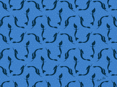 Mermaid Pattern blue mermaid pattern sea silhouette vector